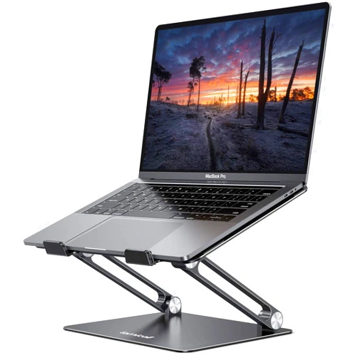 Lamicall Adjustable Laptop Stand, Portable Laptop Riser, Aluminum Laptop Stand for Desk Foldable, Ergonomic Computer Notebook Stand Holder for MacBook Air Pro, Dell XPS, HP (10-17.3'') - Black