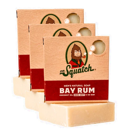 Dr. Squatch All Natural Bar Soap for Men with Zero Grit, 3 Pack, Bay Rum