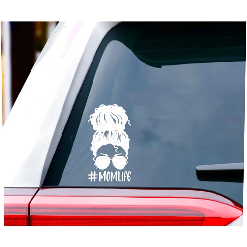 Akuna Print Momlife Messy Bun Mama - Vinyl Decal - Car Truck Laptop - Select Size