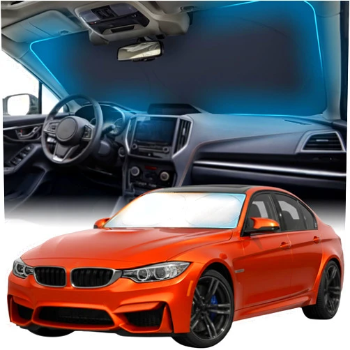 FORTEM Car Sun Shade for Windshield, Reflective Windshield Sunshade, 240T Polyester, Automotive Interior Sun Protection, Ultimate Heat and UV Shield, Foldable, Storage Bag