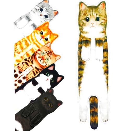 PAT JUUMG Funny Cat Hand Towels for Bathroom Kitchen Decor Cat Towel,Cute Decorative Hanging Face Towels,Super Absorbent Soft, Housewarming Gift,Cat Lovers Gifts for Women (Beaver Cat)