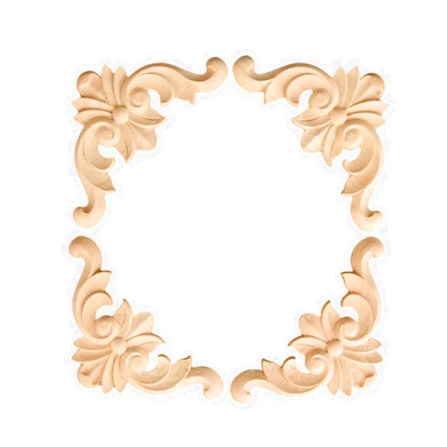 MUXSAM Wood Carved Onlay Appliques, Unpainted Wooden Corner Carving Decals, Furniture Decor for Cabinet Headboard Cupboard Mirror Sofa Mantel Side Table TV Stand Upgrade, 4-Pack, 8x8cm/3.15