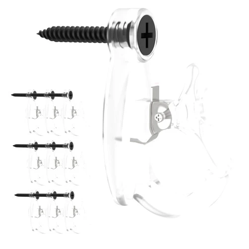 GEZIDEA Light Hanger Hooks,String Light Hooks,Screw-in Hooks for Hanging String Lights and Wire,Plants,Wind Chimes,Plastic,Clear,20 Pack