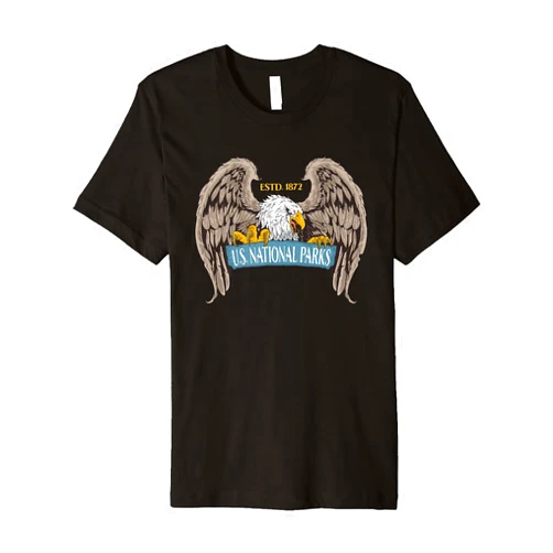 America's National Parks Outdoors Clothing and Co. US National Park Eagle - Outdoor - Hiking - Camping Graphic Premium T-Shirt