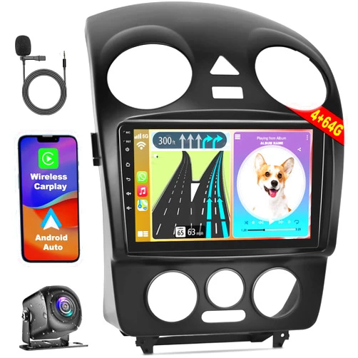 Inexaccessories [4+64G] 9 inch Android Car Stereo for Volkswagen VW Beetle 2004-2010 with Wireless Carplay&Android Auto, IPS Touchscreen Bluetooth VW Radio Supports GPS/WiFi/FM Radio/SWC+ AHD Backup Camera