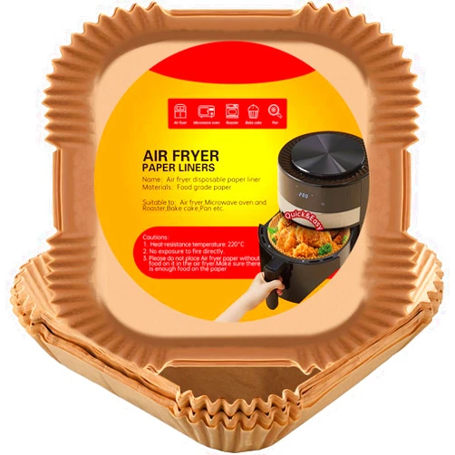 Whosere Air Fryer Paper Liners, 100PCS 8 Inch Air Fryer Liners Disposable Square Non-stick Parchment Paper for Air Fryer Baking Roasting Microwave