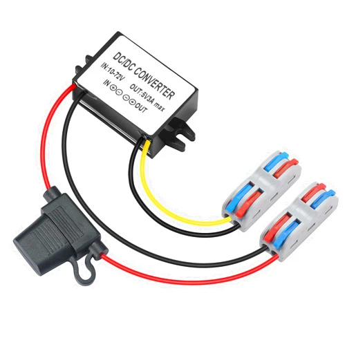 MZHOU DC 10-72V to 5V Step Down Converter, DC/DC 12V/24V/36V/48V/60V/72V Buck 5V 3A 15W Step Down Voltage Reducer, DC Power Transformer with Fuse Waterproof for Forklifts and Car.