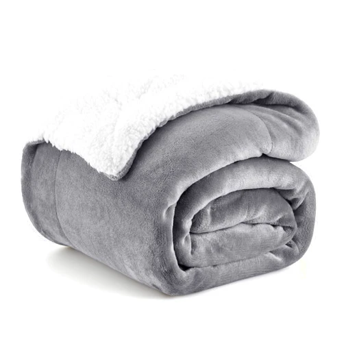 Bedsure Sherpa Fleece Throw Blanket for Couch - Thick and Warm Blanket for Winter, Soft Fuzzy Plush Throw Gift for Women, Grey, 50x60 Inches