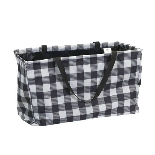 Household Essentials Krush Container All-Purpose Utility Tote, Water-Resistant Vinyl Lining, Buffalo Plaid