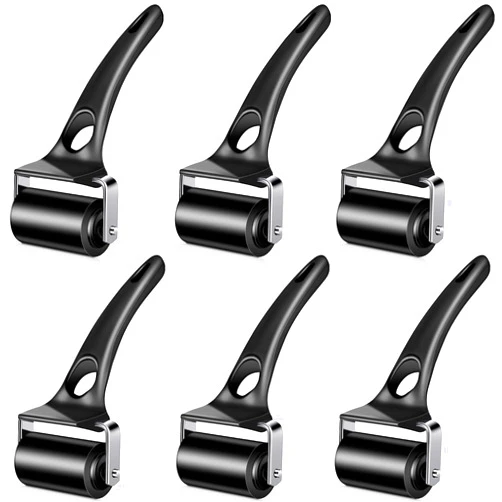Frienda 6 Pcs Rubber Roller Black Rubber Brayer Rollers Ink Roller for Gluing Printing Inking Block Paper Crafting Press Printmaking Wallpaper Stamping Scrapbooks(2 Inches)