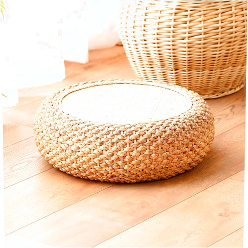 Timoau Seat Cushion, Tatami Floor Pillow Sitting Cushion, Round Sitting Padded Hand Woven Padded Knitted Straw Mat, Ottoman Footstool for Meditation, Zen, Yoga (19.69