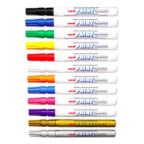 Uni-Ball Sanford 63721 Uni-Paint Oil Based Marker, Fine Point, Assorted Inks, 12/Set