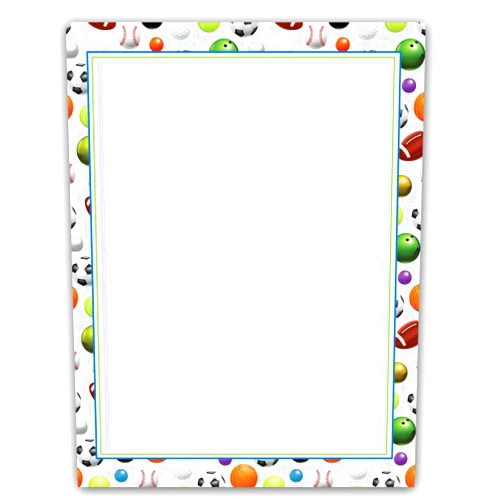 Stonehouse Collection Sports Border Stationery - 8.5 x 11 - 60 Letterhead Sheets for Team Sports