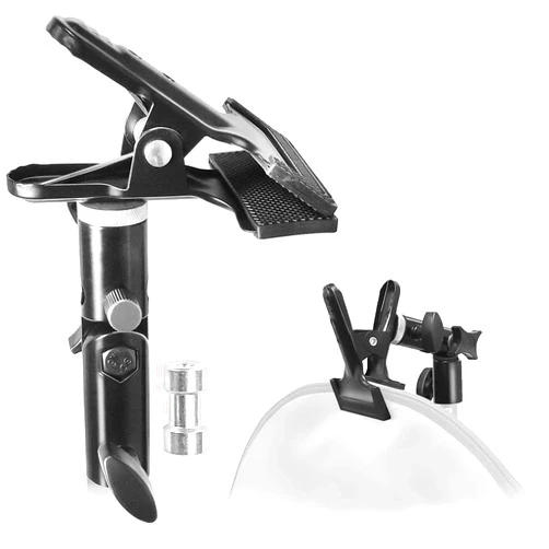 LS LIMO STUDIO LIMOSTUDIO LimoStudio 2PACK Heavy Duty Metal Clamp Clip Holder Light Stand Mount Bracket with Umbrella Reflector Holder, Female Screw Adapter Thread Brass and 5/8