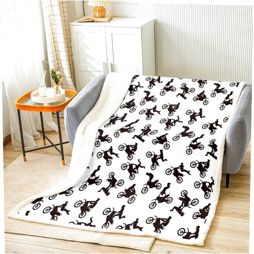 Feelyou Motocross Rider Fleece Throw Blanket for Bed Sofa Couch Kids Extreme Sports Motorcycle Fuzzy Blanket Dirt Bike Motorbike Sherpa Blanket Boy Room Decor Plush Blanket Baby 30