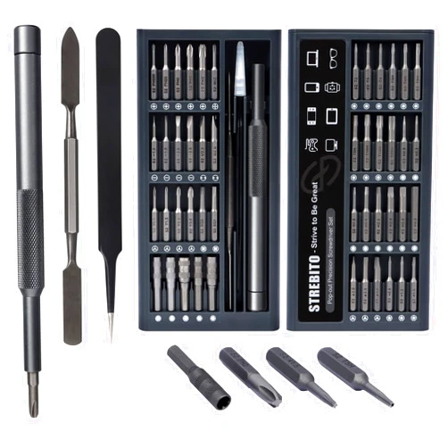 STREBITO Micro Screwdriver Set 50 in 1 Precision Screwdriver Set, Electronics Tool Kit Screwdriver Kit - Computer, iPhone, Macbook, PS4, PS5, Nintendo, Xbox Controller Repair Kit, S2 Multi Bit Driver