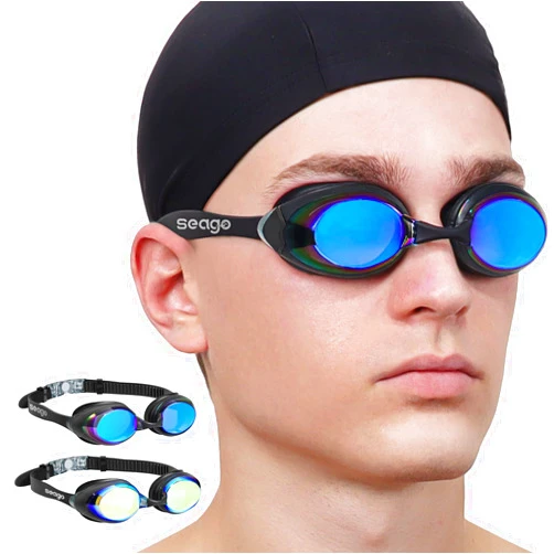Seago 2 Pack Swimming Goggles Anti-fog Anti-UV Silicone Swim Goggles Adult Women Men