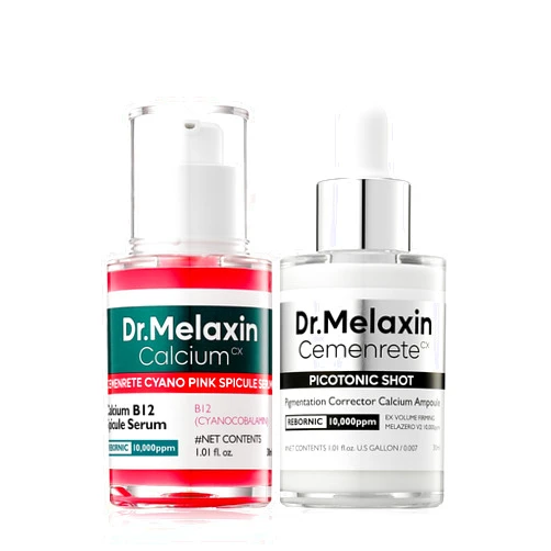 Dr.Melaxin Lumi firm & lift Duo | Korean facial Collagen Firming serum plumping skin & tightening refines skin repair density | Cyano Pink Spicule Serum + Picotonic Shot Ampoule