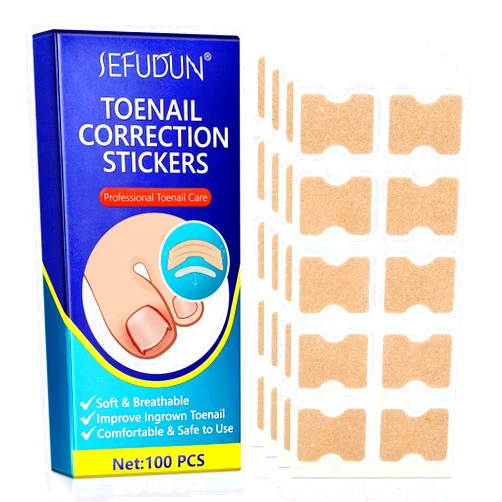 Sefudun Ingrown Toenail Corrector Patch, 100PCS Ingrown Toenail Corrector Strips, Toenail Correction Patches, Ingrown Toenail Treatment Tool Foot Care, No-Glue Toenail Correction Stickers