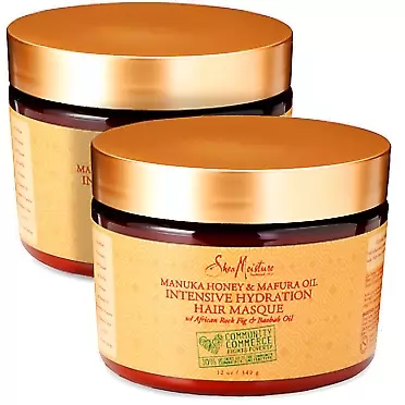 SheaMoisture Shea Moisture Manuka Honey & Mafura Oil Intensive Hydration Hair Masque, with African Rock Fig & Baobab Oil, 12 Ounce - 2 pack