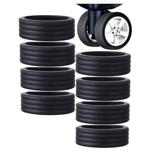 LmlJoo Set of 8 Luggage Wheels Covers for Most Spinner Wheels Suitcases: Silicone Cases with Wear-Resistant and Anti-Noise Propertie (Black)