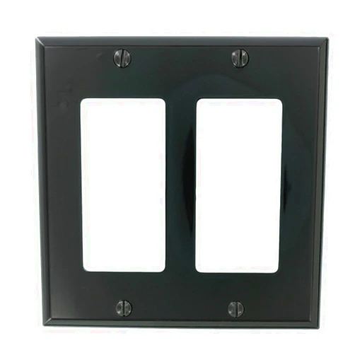 Leviton 80409-NE Standard Size Thermoplastic Nylon Device Mount 2-Gang Decora/GFCI Device Wallplate, Black