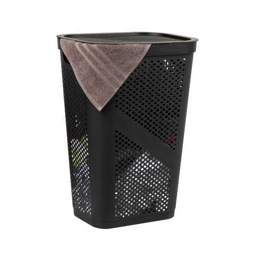Mind Reader 60L Slim Laundry Hamper, Clothes Basket, Lid, Ventilated, Plastic, 17.25