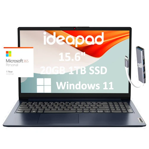 Lenovo IdeaPad 15 Laptop + 1 Year Office 365 (20GB RAM, 1TB SSD, 15.6