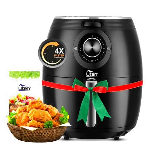 Uten Air Fryer 5.8QT/5.5L, Uten 1700W AirFryer High-Power Electric Hot Temperature Control & Timer Knob, Non Stick Fry Basket, Dishwasher Safe, Apply to Party, Afternoon Tea, Black