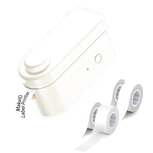 Makeid HD Label Maker Machine with 4 Tape (3 White + 1 Transparent)