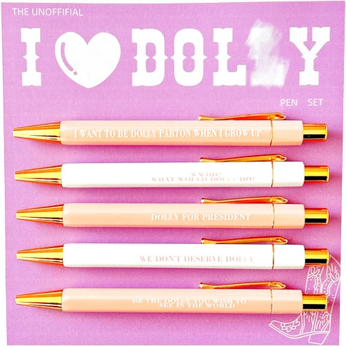Virsomier 5-Count Dol*y Pens, Funny Gift for Country Music Fans & Office Humor, Black Ink,Medium Nib 1.0mm (Dol*y)