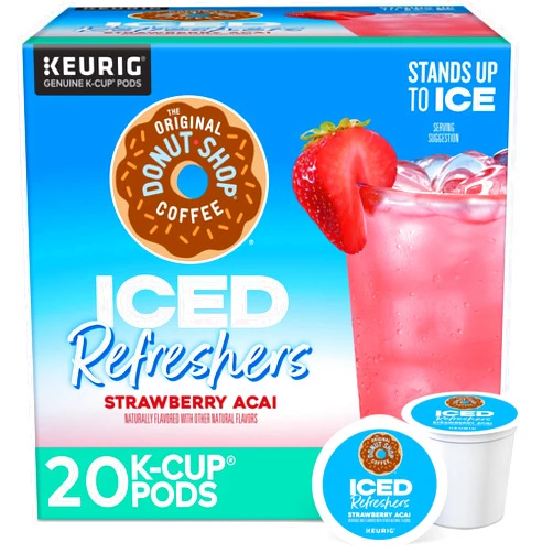 The Original Donut Shop Iced Refreshers, Strawberry Açaí Flavor, Keurig Single Serve K-Cup Pods, 20 Count