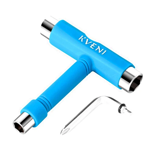 KVENI Skate Tool All-in-One, Multi-Function Portable Skateboard T Tools Accessory - with T-Type Allen Key and L-Type Phillips Head Wrench Screwdriver