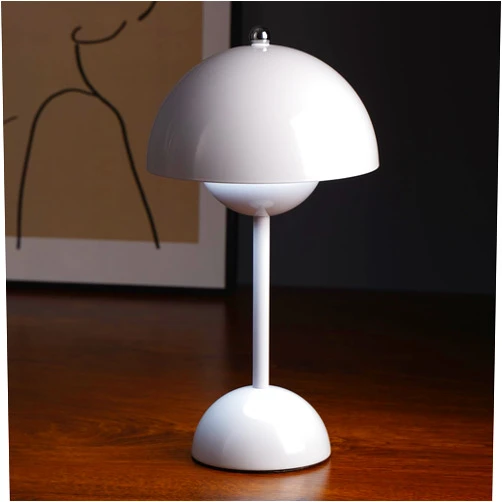 Nusogon Flowerpot Lamp, Cordless Mushroom Table Lamp,3 Color Stepless Dimmable Touch Lamp, Rechargeable Battery Operated Portable LED Lamp, Small Lamp for Bedside, Night Light for Indoor Outdoor(White)