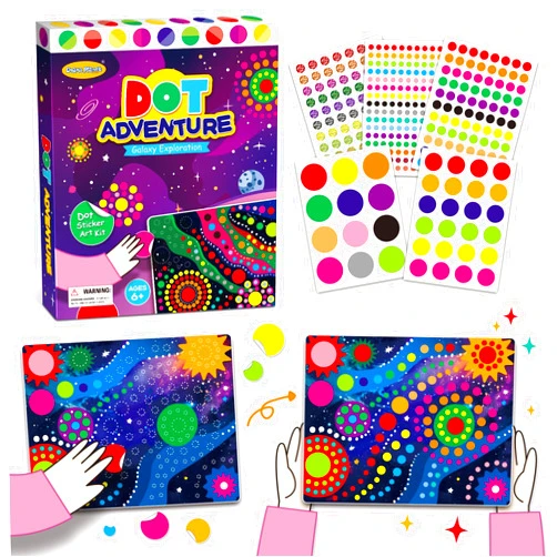 Drama Planet Dot Sticker Art Kit for Kids, Create Stunning Galaxy Patterns with Dot Stickers, Includes Inspiration Guide, Craft Kits, Art Activities for Kids, Gifts for Boys and Girls