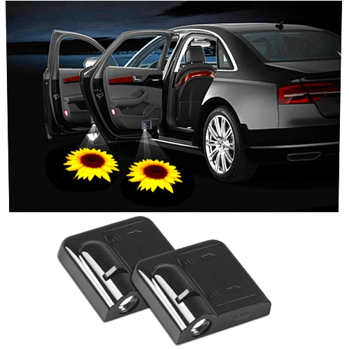 NewL 2 Pcs Led Car Door Welcome Light Flower Sunflower Logo Symbol Projector Lights Ghost Shadow Light