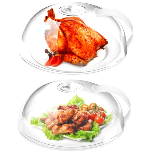 Aukuel Microwave Cover for Food Splatter, Microwave Splatter Cover BPA Free, Microwave Plate Cover Guard Lid with Handle, Microwave Food Cover Steam Vents Keeps Microwave Oven Clean-2 Pack