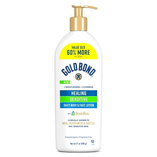 Gold Bond Healing Sensitive Daily Body & Face Lotion with Aloe Moisturizes, Heals & Soothes Dry, Sensitive Skin, Value Size, 21 oz.