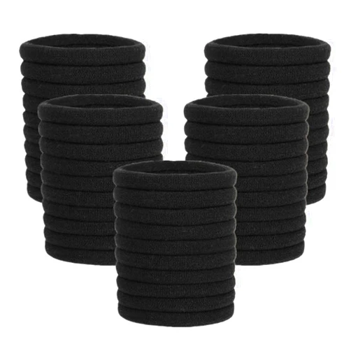Pimoys 100 Pcs Elastic Hair Ties, Thick Seamless Hair Bands No Damage Soft Ponytail Holders Hair Accessories for Girls Women, Black