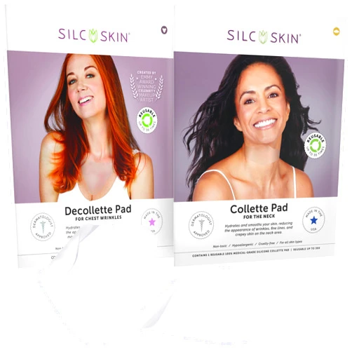 Silc Skin Complete Chest & Neck Care Set - Decollette Pad and Collette Pad - Reusable Medical-grade Neck and Chest Wrinkle Patches - 30 Day Supply