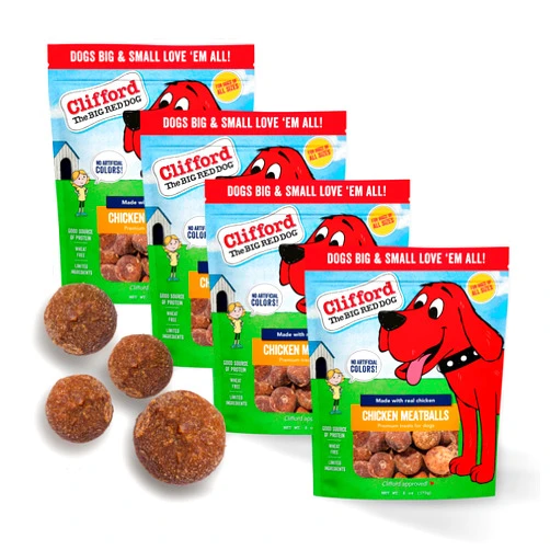 Clifford The Big Red Dog Clifford® Chicken Meatballs for Dogs | Natural Dog Treats for All Breed Dogs | Real Chicken Training Treats for Dogs, Wheat Free, Rawhide Free Small Dog Treats - Limited Ingredients (24oz)