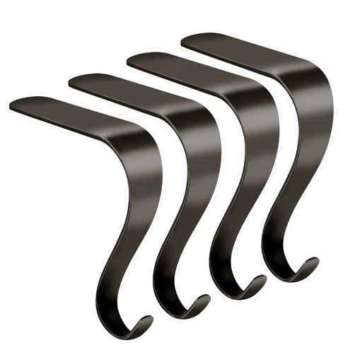 Edoneery Stocking Holders for Mantle,Christmas Stocking Holder Set 4,Stocking Hangers,Stocking Hooks for Fireplace(Black)