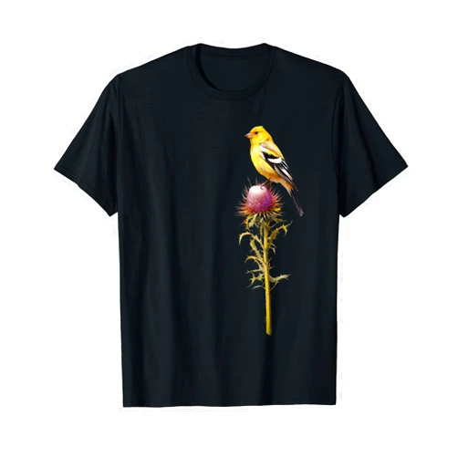 Birding and Bird Lovers Apparel Decor Accessories American Goldfinch Backyard Bird Watching Watchers Birder Unisex-Adults Black Short Sleeve T-Shirt Small
