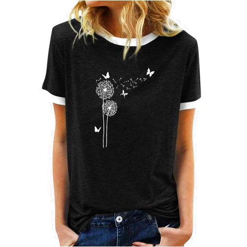 BAOKUAN Womens Summer Flower Graphic Tee hort Sleeves Casual Round Neck Loose Fit Tops