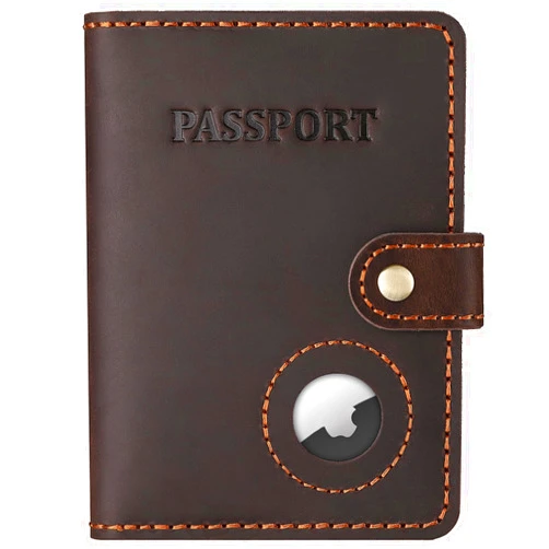 Enwaen Full Grain Leather Passport Holder with AirTag, Travel Passport Wallet and Air Tag Cover for Men and Women, with 4 Card Holder