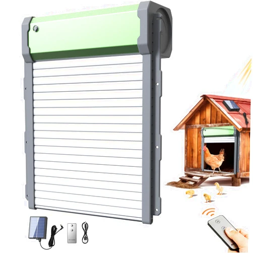 ICapeson Automatic Chicken Coop Door Solar - Smart Anti-Pinch Aluminum Automatic Chicken Door with Timer and Light Sensor with Remote Control 4 Modes