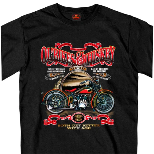 Hot Leathers Black Ol' Bikes & Whiskey T-Shirt