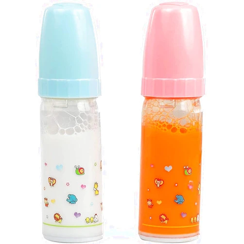 Mommy & Me Magic Bottles - 2 Baby Doll Bottles, Disappearing Milk and Juice Bottles Large Size Especially Bigger for Toddlers