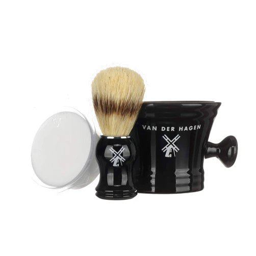 Van Der Hagen® Luxury Shaving Set - Total Men's Wet Shaving Kit w/Boar Bristle Brush, Scented Luxury Soap, Stand and Apothecary Mug