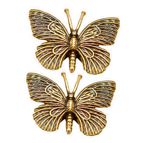 VINTORKY 2pcs Butterfly Ornament Desktop Butterfly Shaped Decor Brass Craft Statue Brass Butterfly Figurine Brass Animal Decor Butterfly Statue Animal Statue Decor Small Brass Decoration